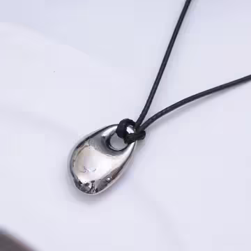 金屬豆豆×蠟繩×可調節長項鍊