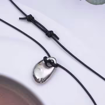 金屬豆豆×蠟繩×可調節長項鍊