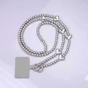 銀色小愛心&times;手機斜背雙勾掛繩