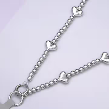 銀色小愛心&times;手機斜背雙勾掛繩