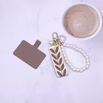 小清新愛心織帶&times;手機掌上掛繩&times;棕咖