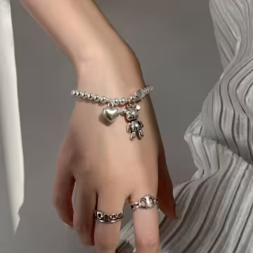 街頭愛心小熊&times;彈性繩手鍊