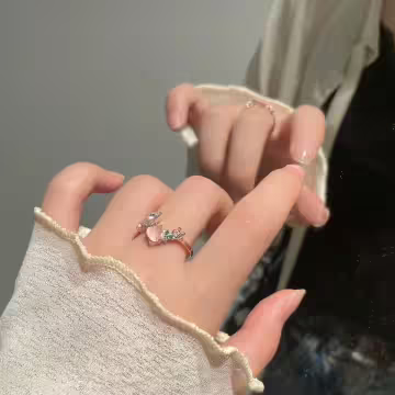 粉紅愛心花園&times;開口戒指