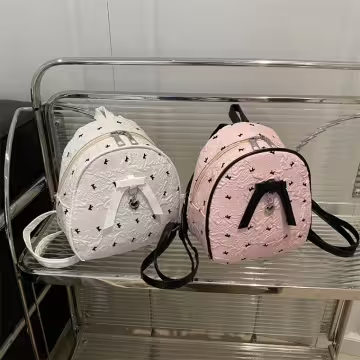 甜心蝴蝶結抓皺感&times;後背包&times;白色