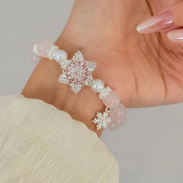 細串粉水晶愛心×固定式串珠手鍊.avif