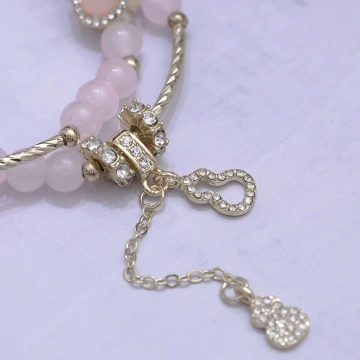 細串粉水晶愛心×固定式串珠手鍊.avif