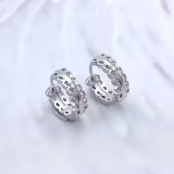 925銀針×蕾絲邊圓環×耳扣