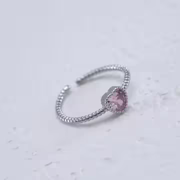 925銀飾&times;粉紅愛心&times;開口戒指