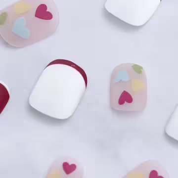 法式紅白愛心亮面&times;穿戴式手指甲片&times;二十四入