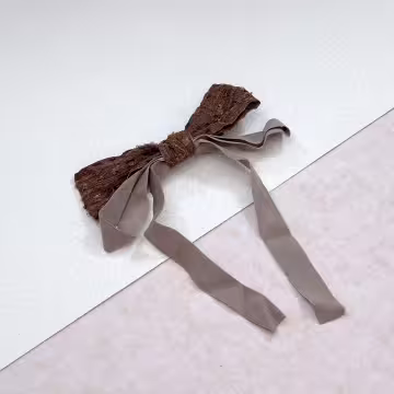 赫本風蕾絲蝴蝶結飄帶×蝴蝶髮夾×共二色