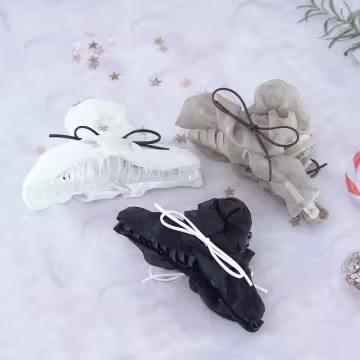 薄紗絲帶蝴蝶結×鯊魚夾×共三色