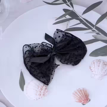 點點蕾絲薄紗蝴蝶結×蝴蝶髮夾×共二色