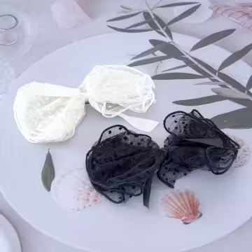 點點蕾絲薄紗蝴蝶結×蝴蝶髮夾×共二色