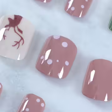 紅綠聖誕小鹿亮面×穿戴式手指甲片×二十四入