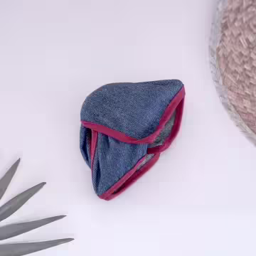 深藍丹寧牛仔布紅邊×鯊魚夾