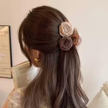 棕咖玫瑰與薔薇×鯊魚夾