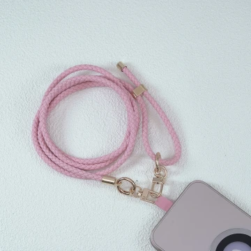 粗麻辮小花朵×手機單勾掛脖吊繩×黃綠.avif
