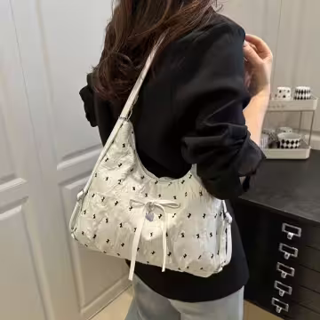 甜心蝴蝶結抓皺感&times;變形後背包&times;白色