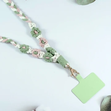 粗麻辮小花朵×手機單勾掛脖吊繩×黃綠.avif