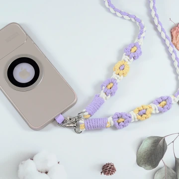 粗麻辮小花朵×手機單勾掛脖吊繩×黃綠.avif