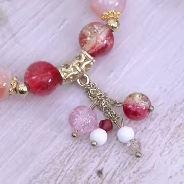 橘紅流蘇碎珍珠×固定式串珠手鍊