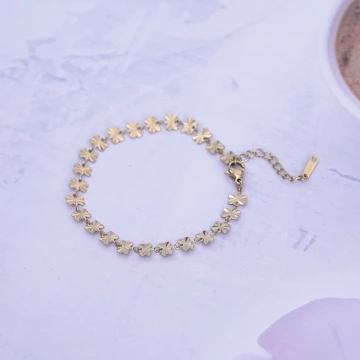 316鋼飾×四葉草壓花紋 ×手鍊×金色.avif