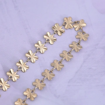 316鋼飾×四葉草壓花紋 ×手鍊×金色.avif