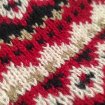 費爾島毛線格紋×毛帽×黑紅