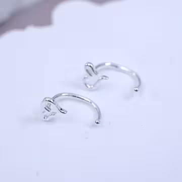 925銀針&times;線條愛心&times;耳勾