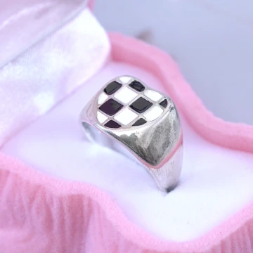 黑白棋盤×開口戒指×共二色.avif