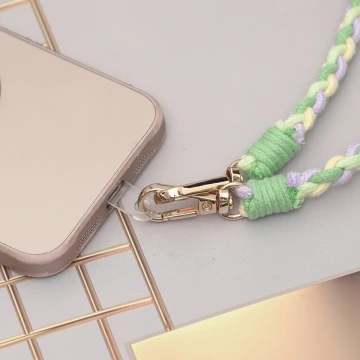 細繩四色小麻花&times;手機斜背雙勾掛繩&times;深綠+淺綠+紫+黃.avif