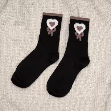 熊熊笑臉蝴蝶結愛心&times;中筒襪&times;四雙套件襪子組