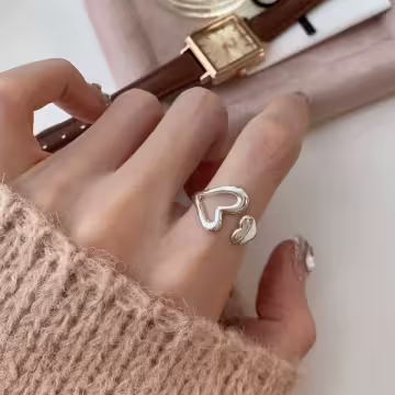 925銀飾&times;此心彼心&times;開口戒指