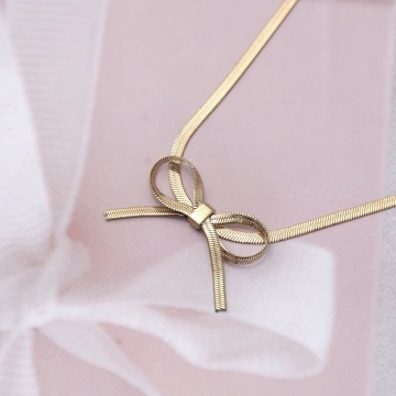 316鋼飾&times;扁平蛇骨蝴蝶結&times;項鍊&times;金色.avif