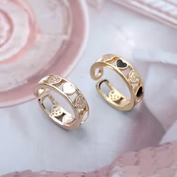 金愛心鏤空晶鑽&times;開口戒指