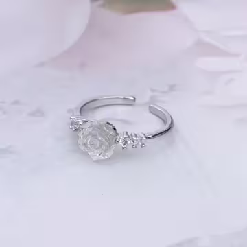 925銀飾&times;炫彩白玫瑰&times;開口戒指
