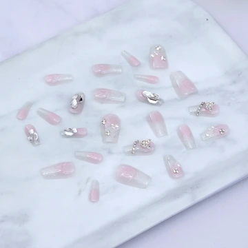 棋盤愛心小黑熊亮面×穿戴式手指甲片×二十四入.avif