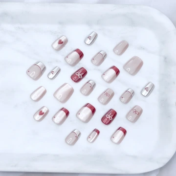 紅色鎏金豹纹亮面&times;穿戴式手指甲片&times;二十四入.avif